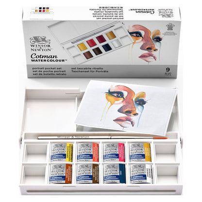 Winsor Newton COTMAN WC Pocket Set 8 Half Pans - Portrait