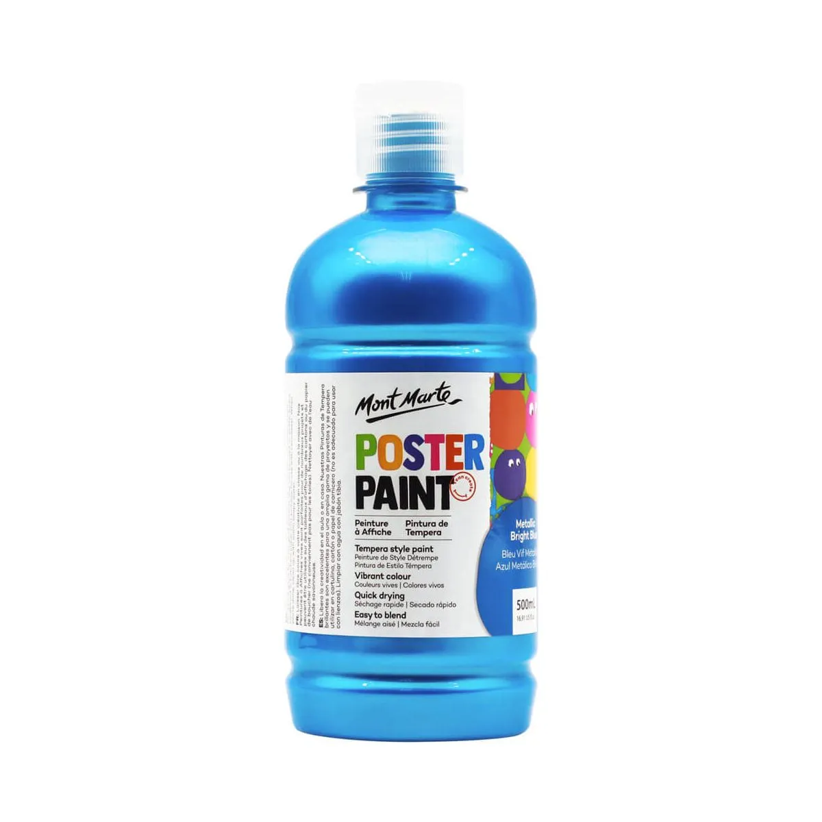 Mont Marte Poster Paint 500ml Metallic Bright Blue