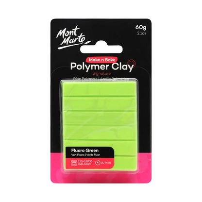 Mont Marte Make n Bake Polymer Clay 60gm Fluoro Green