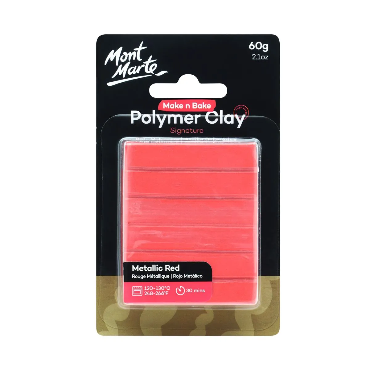 Mont Marte Make n Bake Polymer Clay 60gm Metallic Red