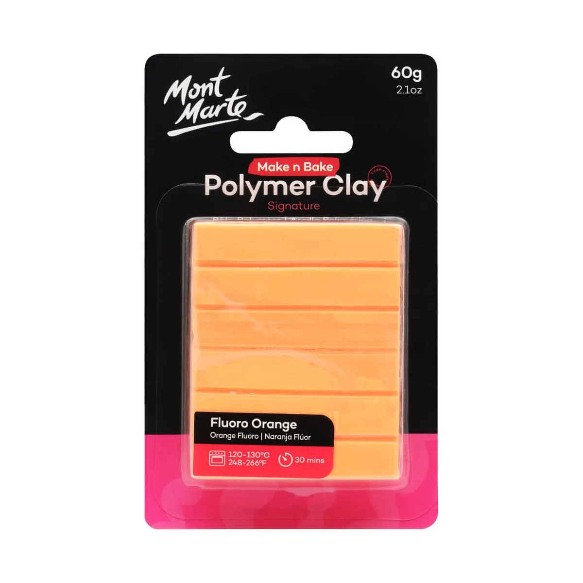 Mont Marte Make n Bake Polymer Clay 60gm Fluoro Orange