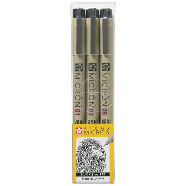 Sakura Pigma Micron Pen 3pc Black 01 03 05 – Art Shed Brisbane