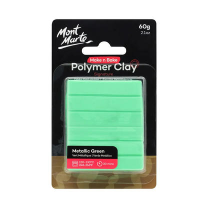 Mont Marte Make n Bake Polymer Clay 60gm Metallic Green