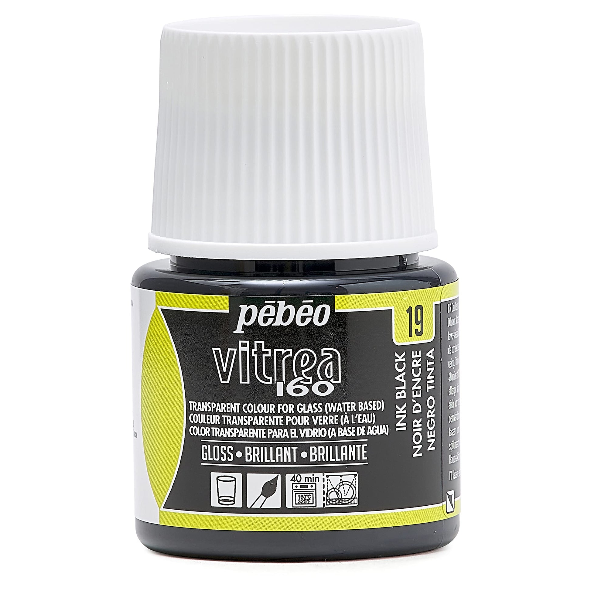 Pebeo Vitrea 160 Glass Paint 45ml - Gloss 19 Ink Black