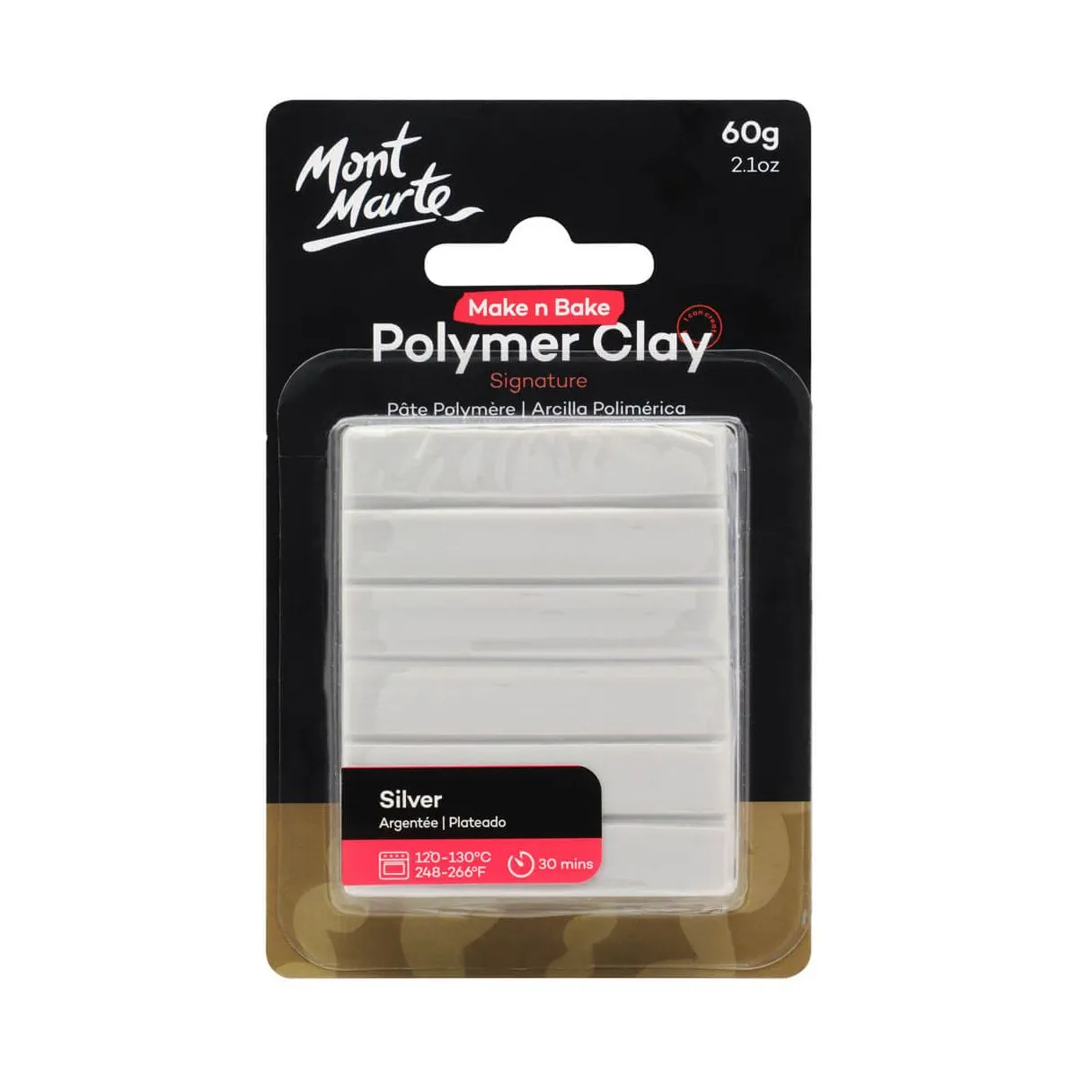 Mont Marte Make n Bake Polymer Clay 60gm Silver