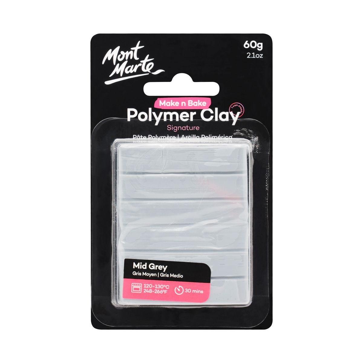 Mont Marte Make n Bake Polymer Clay 60gm Mid Grey