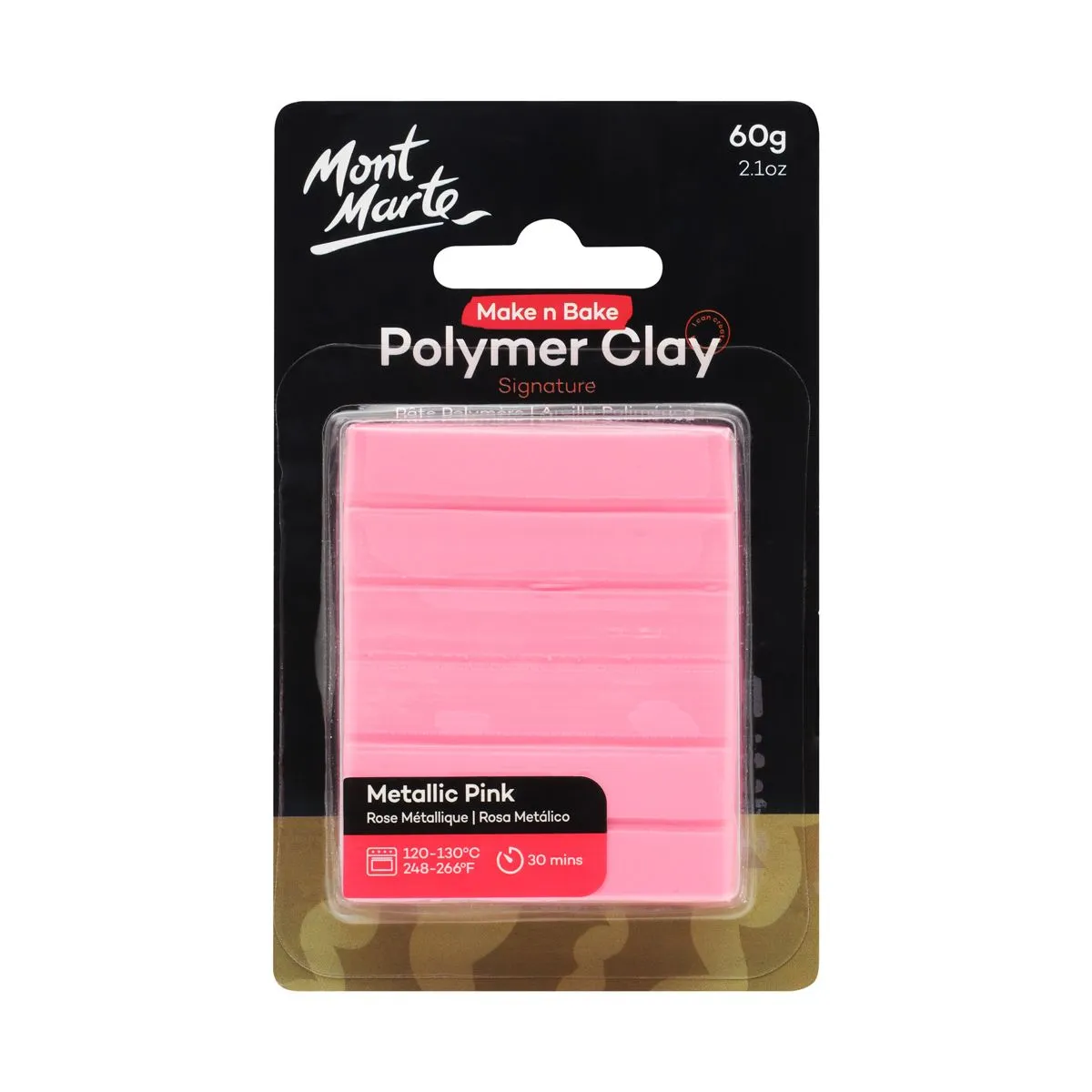 Mont Marte Make n Bake Polymer Clay 60gm Metallic Pink