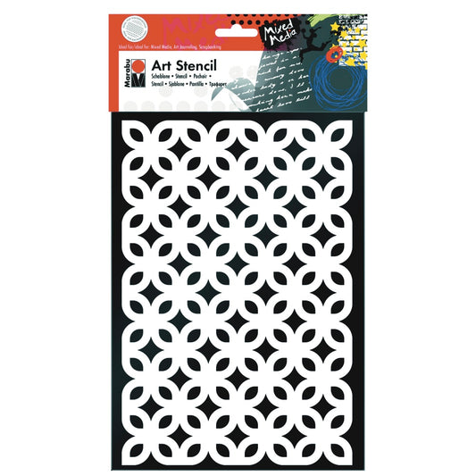 Marabu Art Stencil A4 - Retro Flower Pattern