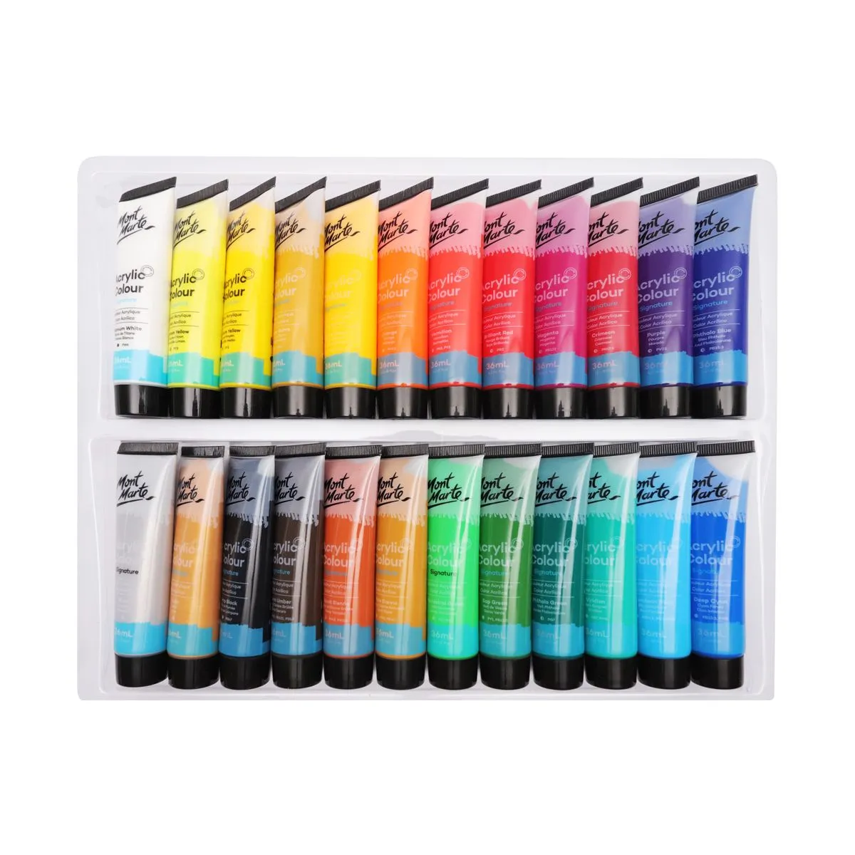 Mont Marte Acrylic Colour Paint Set 24pc x 36ml