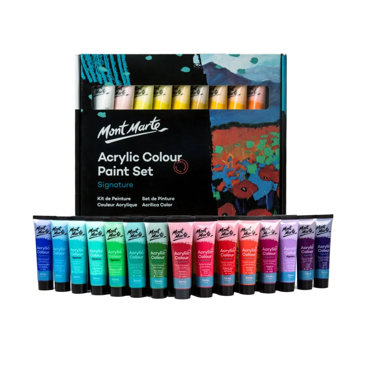 Mont Marte Acrylic Colour Paint Set 36pc x 36ml