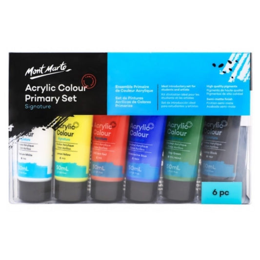 Mont Marte Acrylic Colour Primary Paint Set 6pc x 50ml