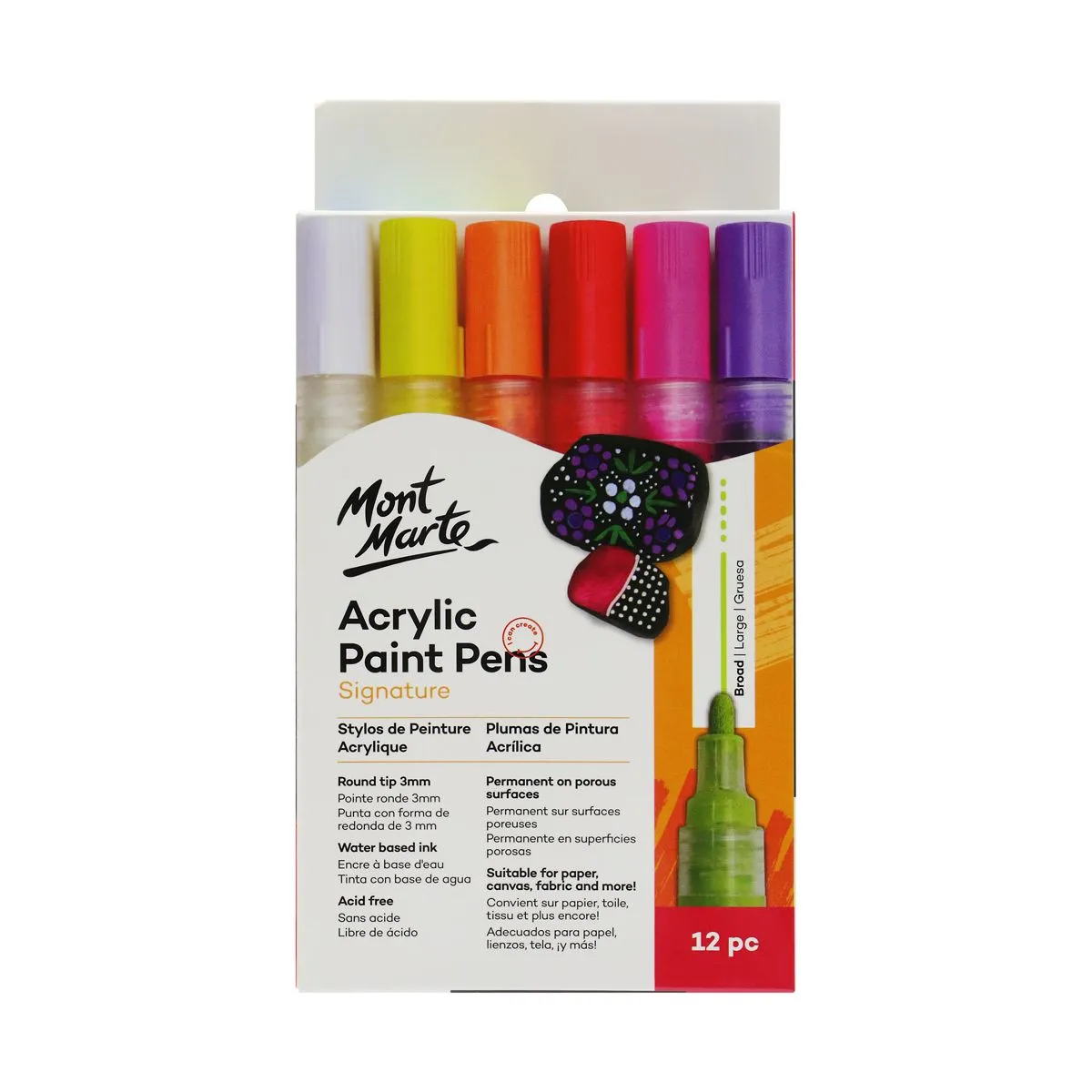 Mont Marte Acrylic Paint Pens Broad Tip 12pc