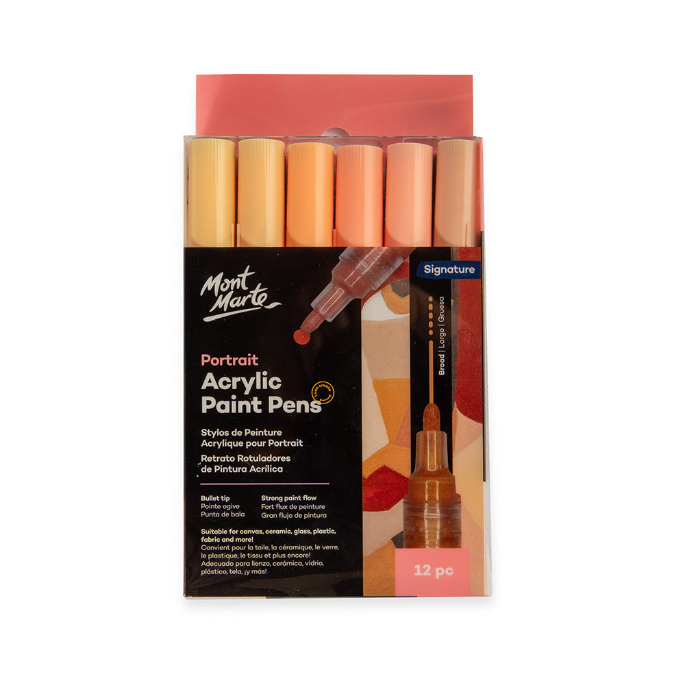 Mont Marte Acrylic Paint Pens Broad Tip 12pc - Portrait