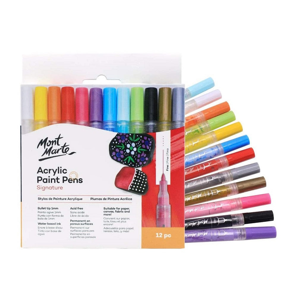 Mont Marte Acrylic Paint Pens Fine Tip 12pc