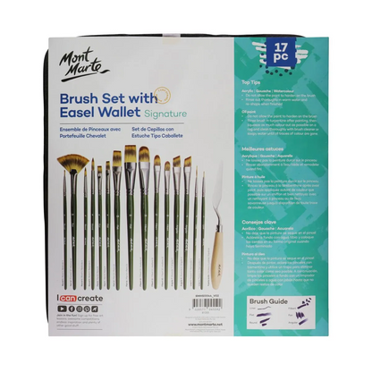 Mont Marte Artist Brush Set with Easel Wallet 17pc