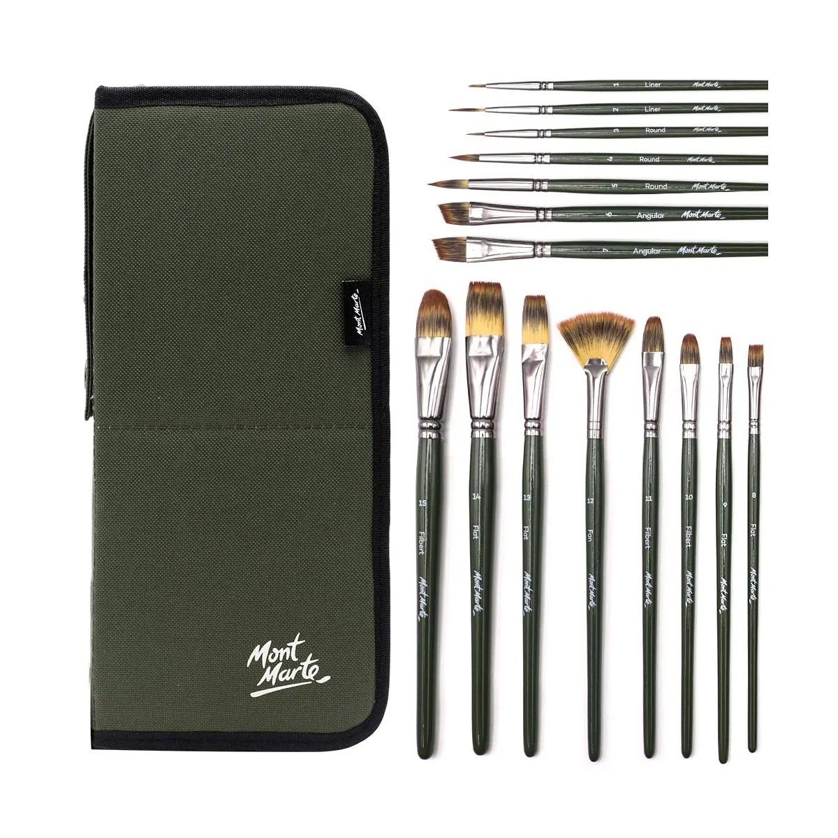 Mont Marte Artist Brush Set with Easel Wallet 17pc