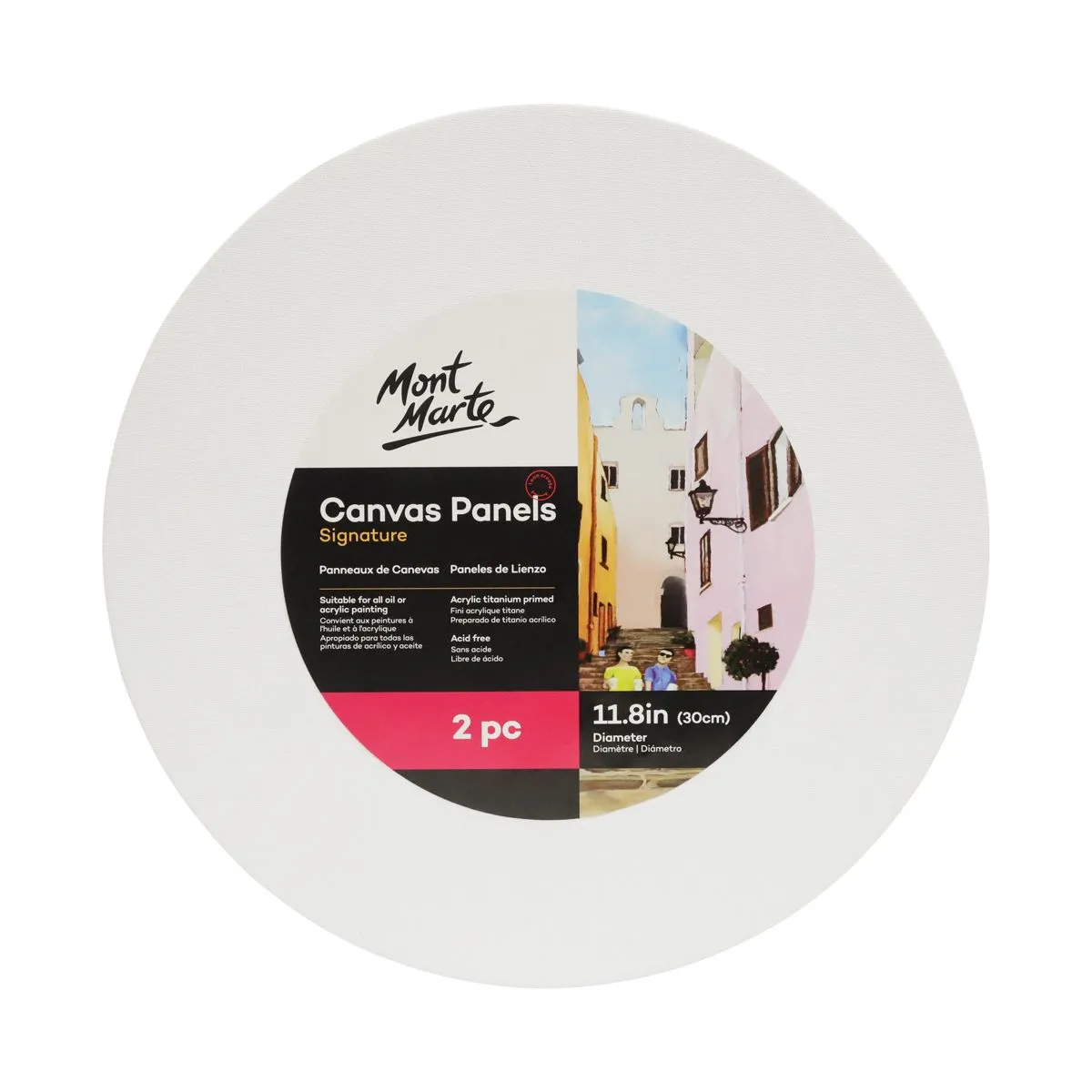 Mont Marte Canvas Panel Round 30cm - pack of 2