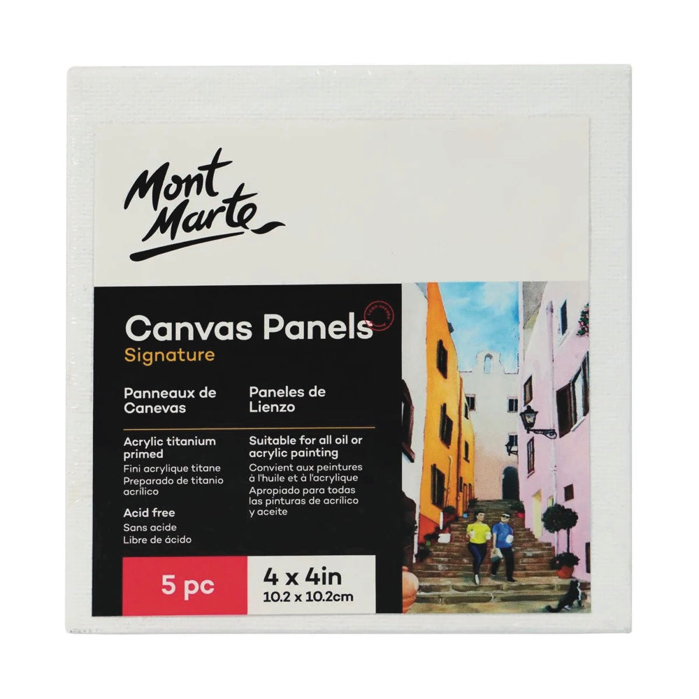 Mont Marte Canvas Panels 10.2x10.2cm - Pkt 5