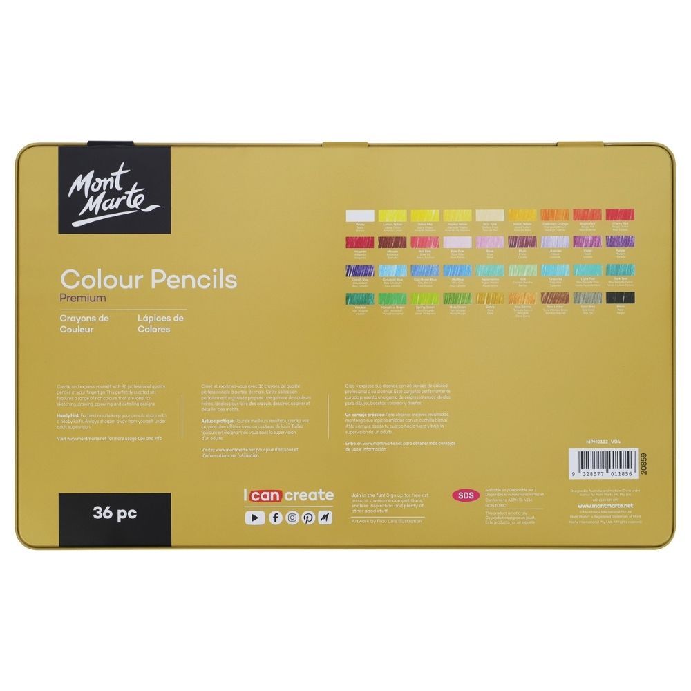 Mont Marte Colour Pencils Tin 36pce