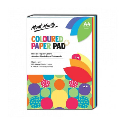 Mont Marte Coloured Paper Pad A4 120 sheets 70gsm