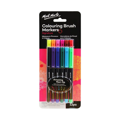 Mont Marte Colouring Brush Markers 12pce