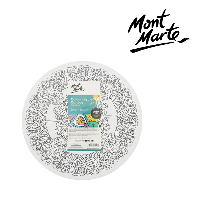 Mont Marte Colouring Canvas 30cm Round Mandala