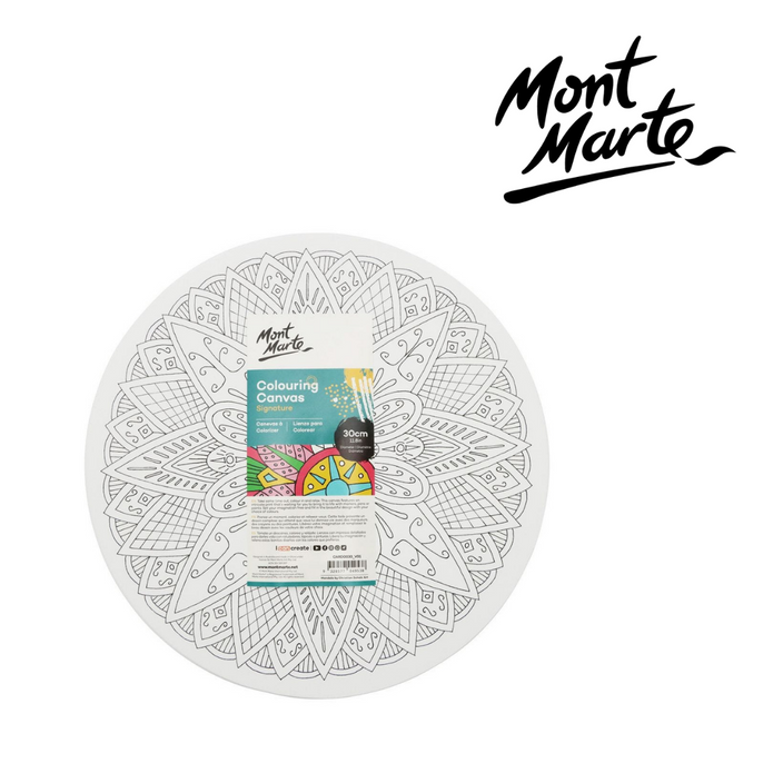 Mont Marte Colouring Canvas 30cm Round Mandala