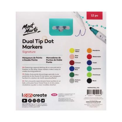 Mont Marte Dot Markers Dual Tip 12pc