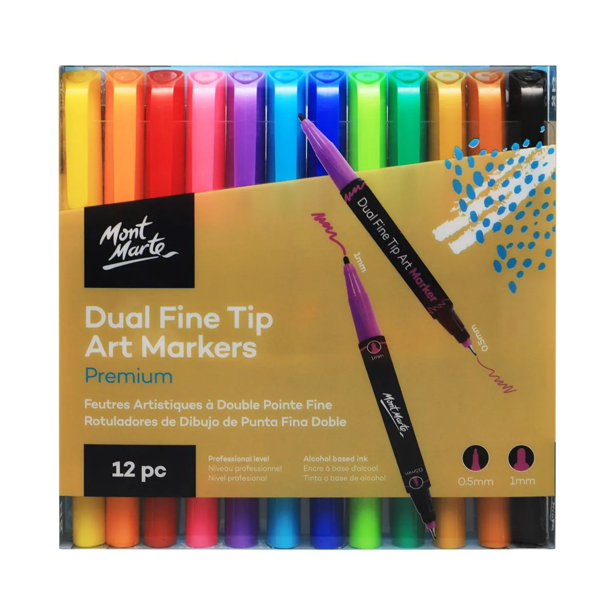 Mont Marte Dual Fine Tip Alcohol Art Markers 12pc