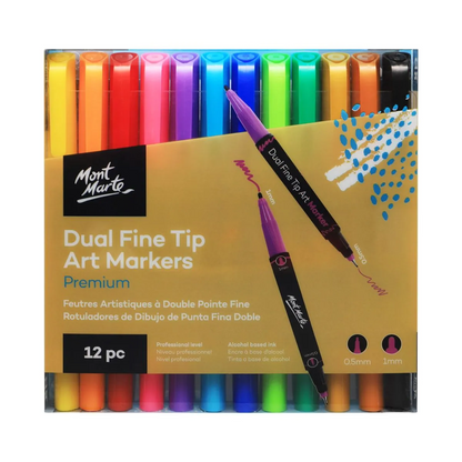 Mont Marte Dual Fine Tip Alcohol Art Markers 12pc