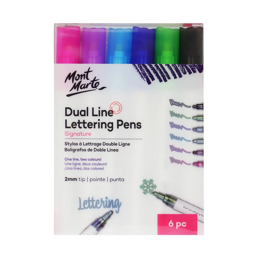 Mont Marte Dual Line Lettering Pens 2mm 6pc