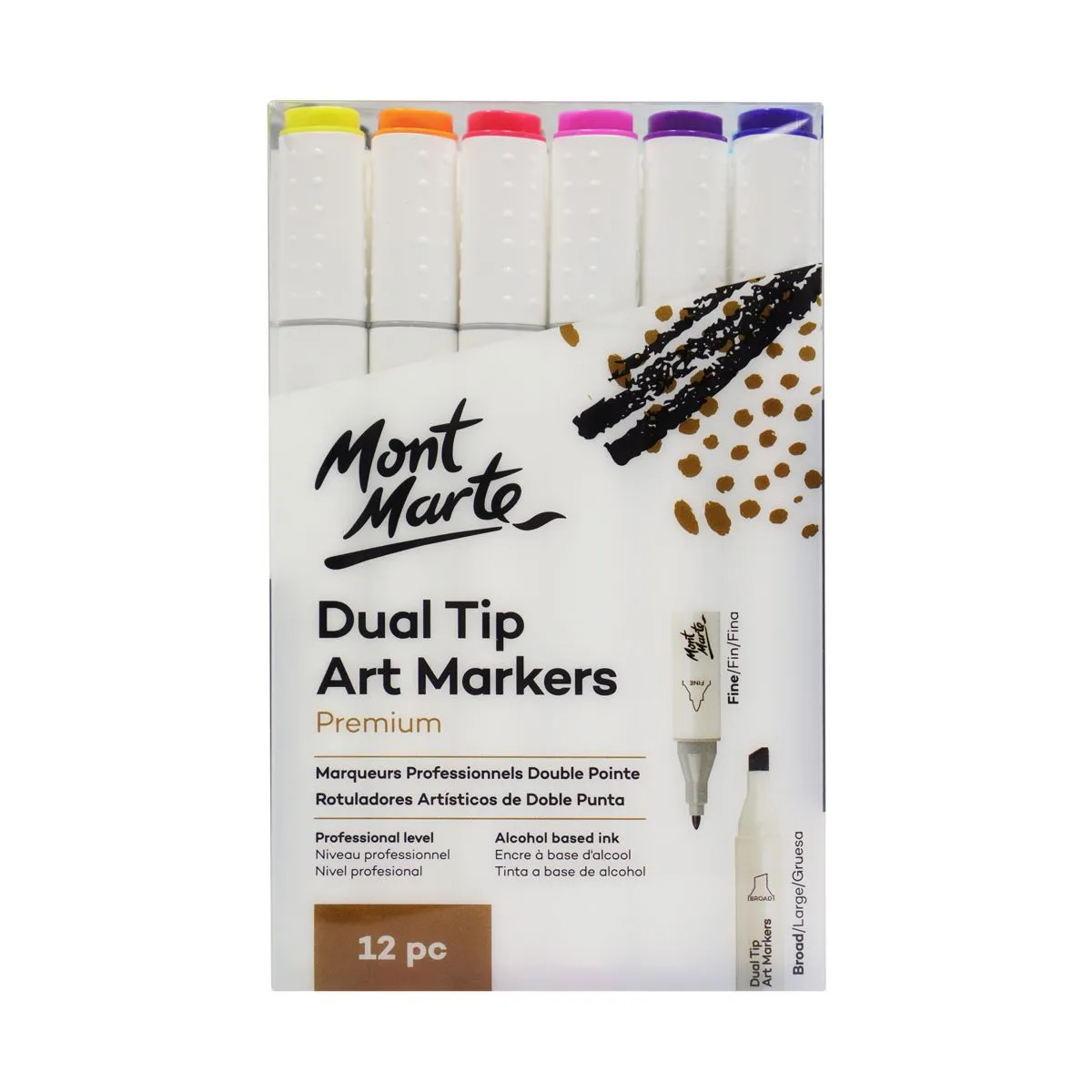 Mont Marte Dual Tip Alcohol Art Markers 12pce