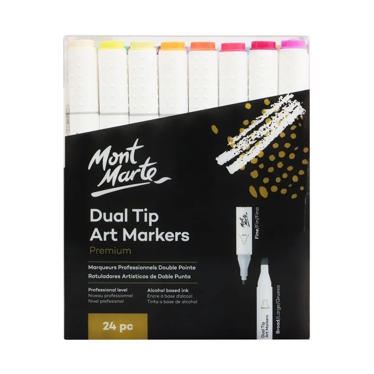 Mont Marte Dual Tip Alcohol Markers 24pce