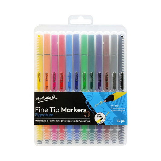 Mont Marte Fine Tip Marker Tri Grip in Case 12pce