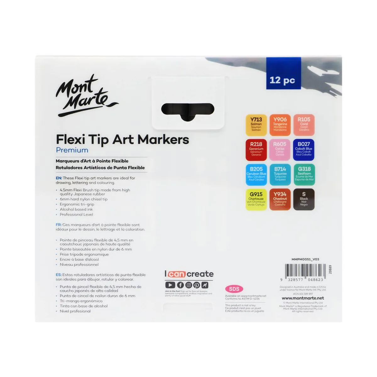 Mont Marte Flexi Tip Alcohol Art Markers 12pc