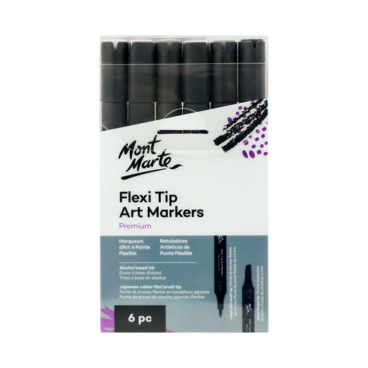 Mont Marte Flexi Tip Alcohol Markers 6pc - Grey Tones