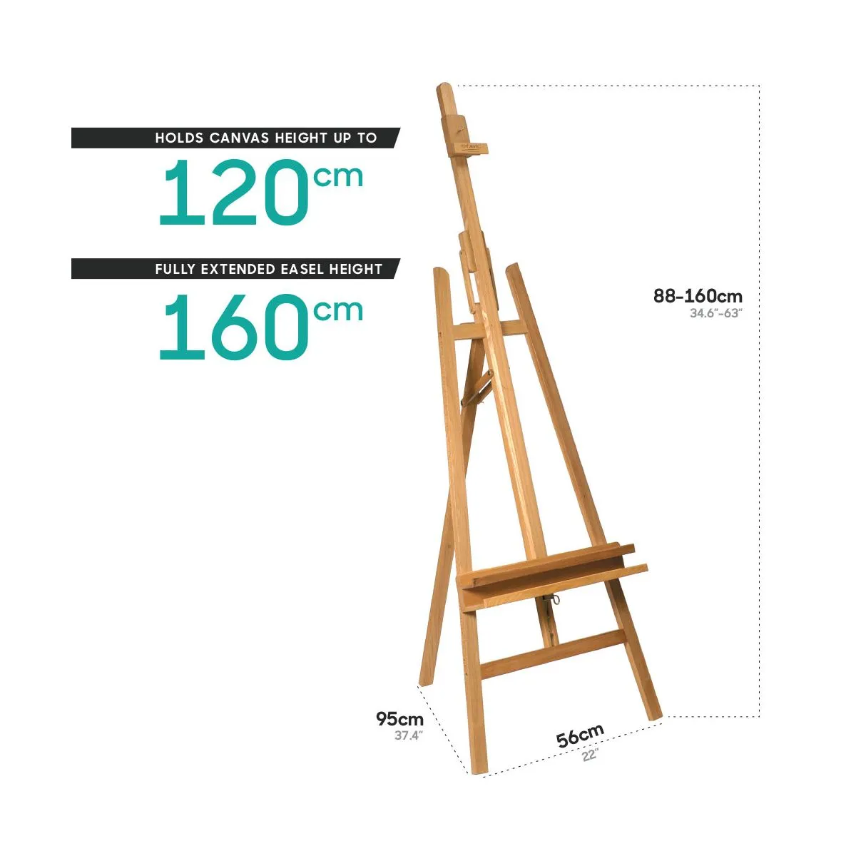 Mont Marte Floor Easel with Tilt Beech Wood