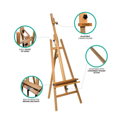 Mont Marte Floor Easel with Tilt Beech Wood