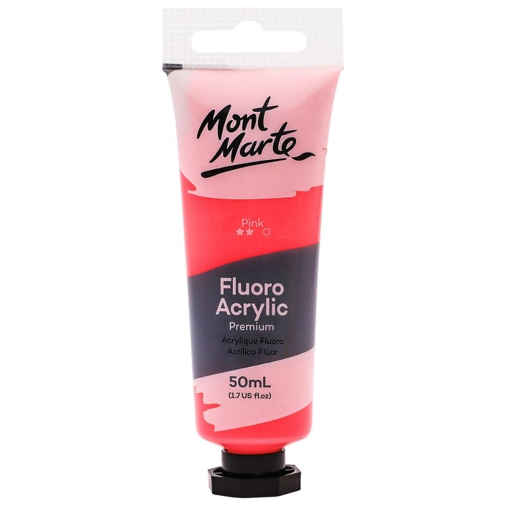 Mont Marte Fluoro Acrylic Paint 50ml PINK