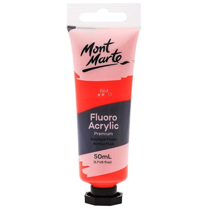 Mont Marte Fluoro Acrylic Paint 50ml Red