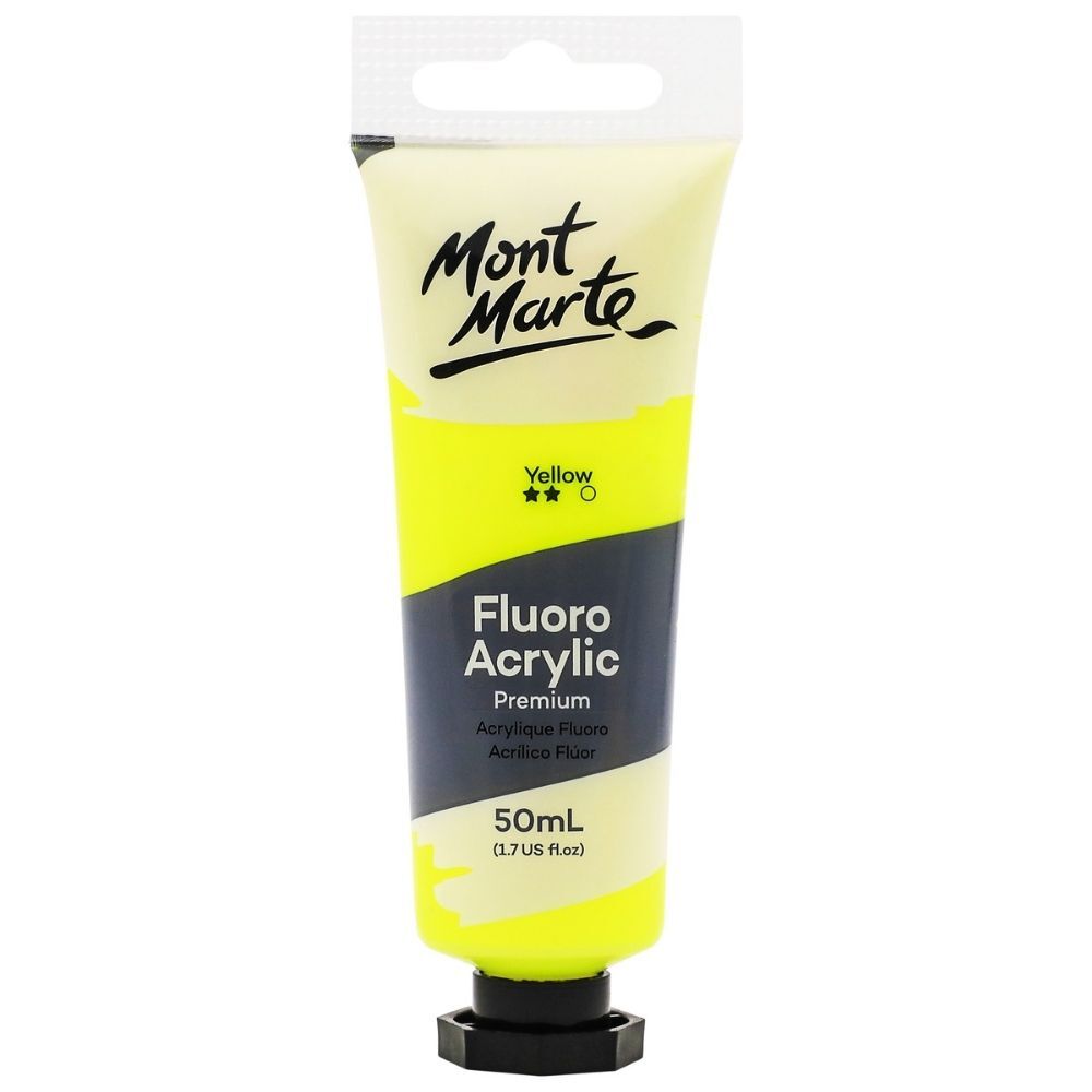 Mont Marte Fluoro Acrylic Paint 50ml Yellow