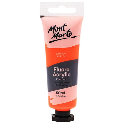 Mont Marte Fluoro Acrylic Paint 50ml ORANGE