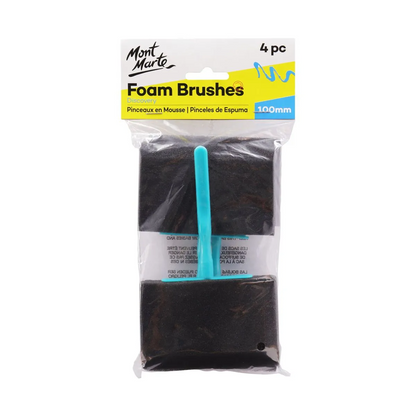 Mont Marte Foam Hobby Brushes 100mm 4pce