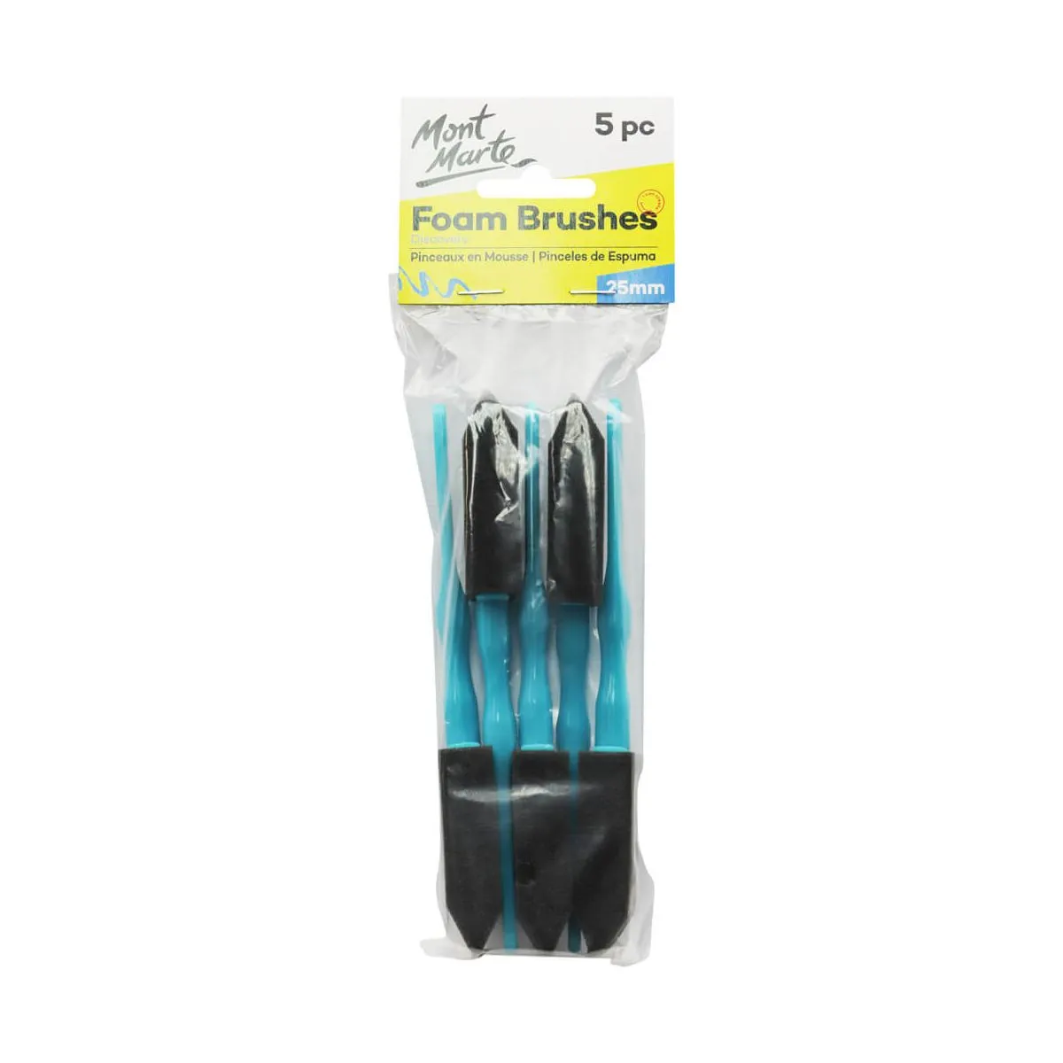 Mont Marte Foam Hobby Brushes 25mm 5pce