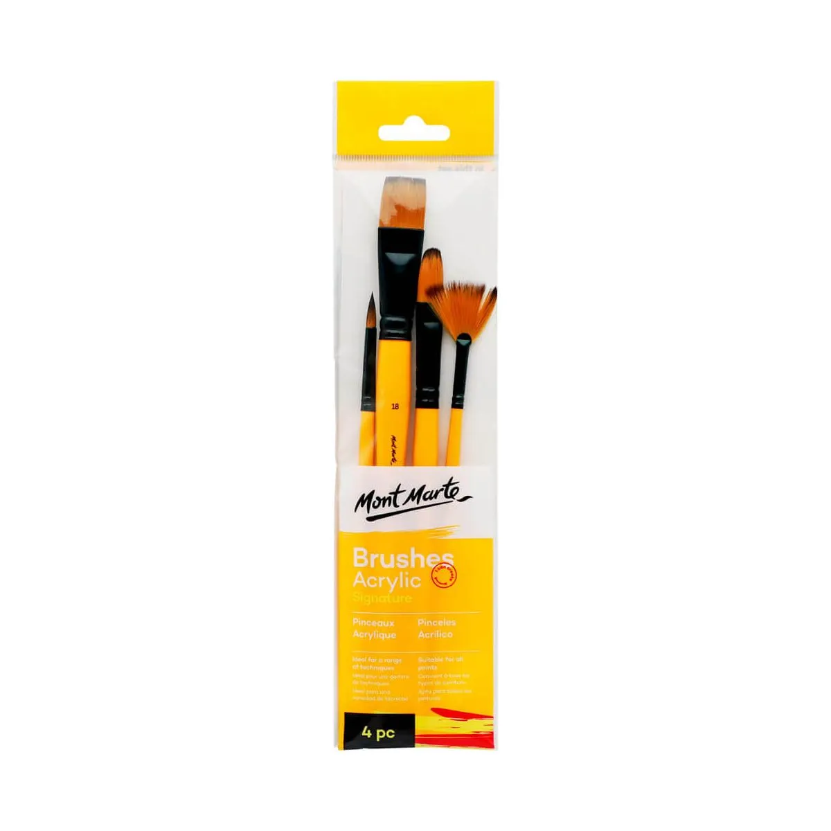 Mont Marte Gallery Series Brush Set Acrylic 4pce No.12