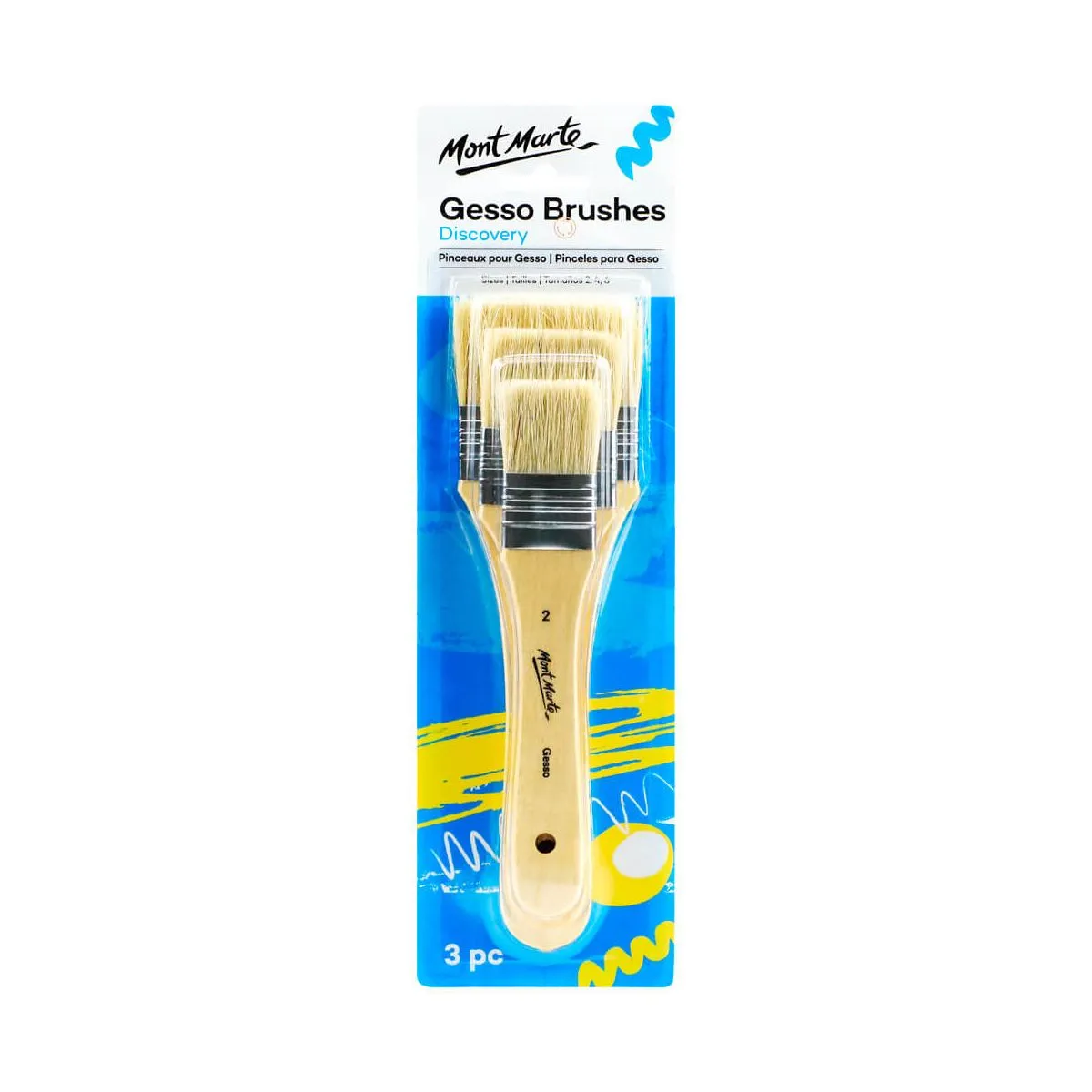 Mont Marte Gesso Brushes Sizes 2.4.6