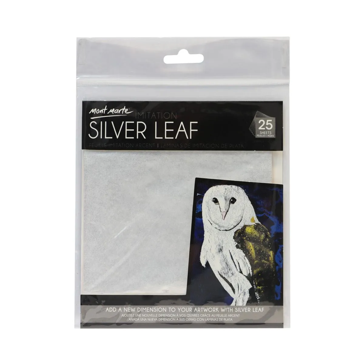 Mont Marte Imitation Silver Leaf 14x14cm 25 sheets