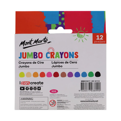 Mont Marte Jumbo Crayons 12pce