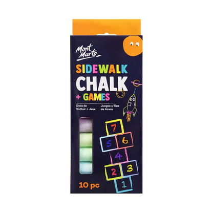 Mont Marte Kids Colour Sidewalk Chalk and Games 10pce