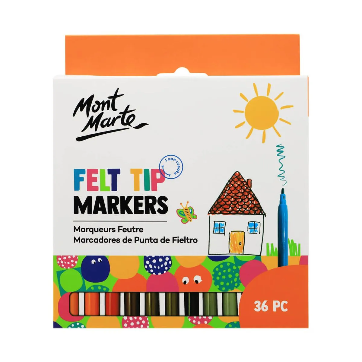 Mont Marte Kids Felt Tip Markers 36pce - Basics